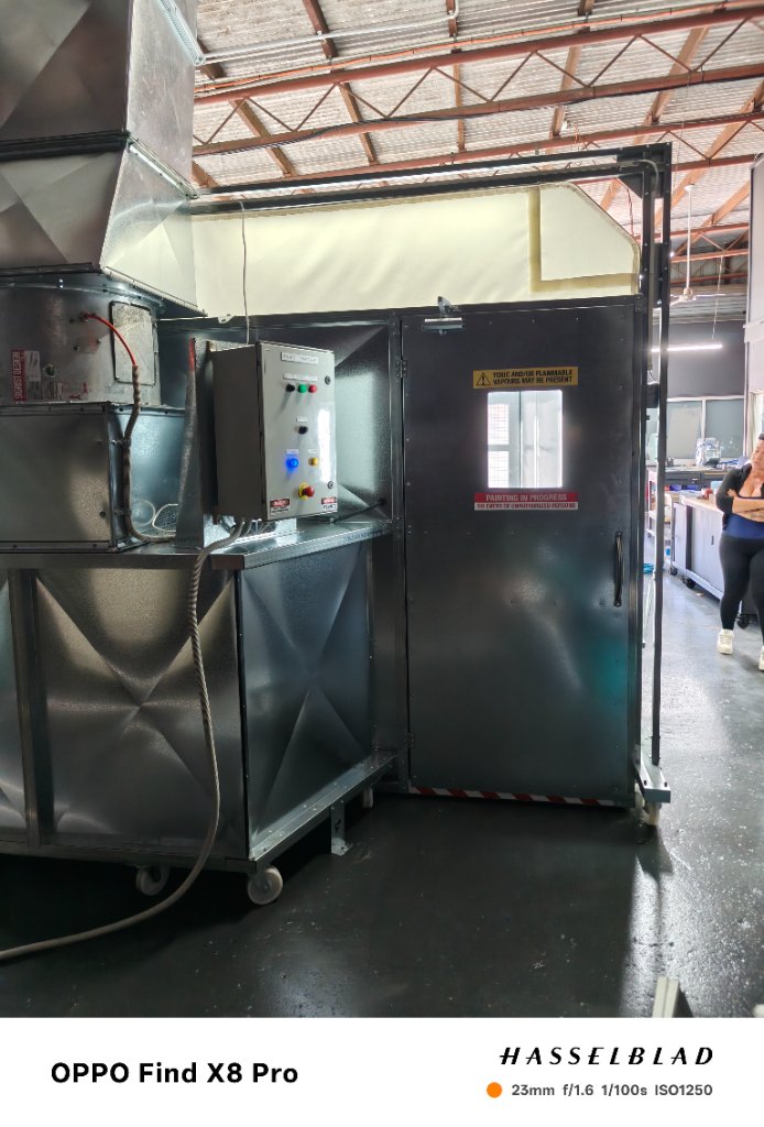 Booth rear plenum and control panel