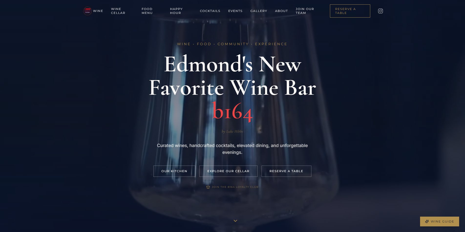 B164 Wine Bar website