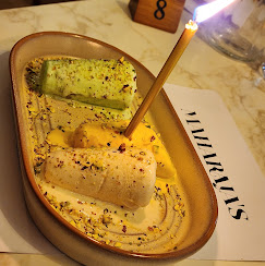 End on a sweet note. Kulfi — mango, pistachio, masala tea.