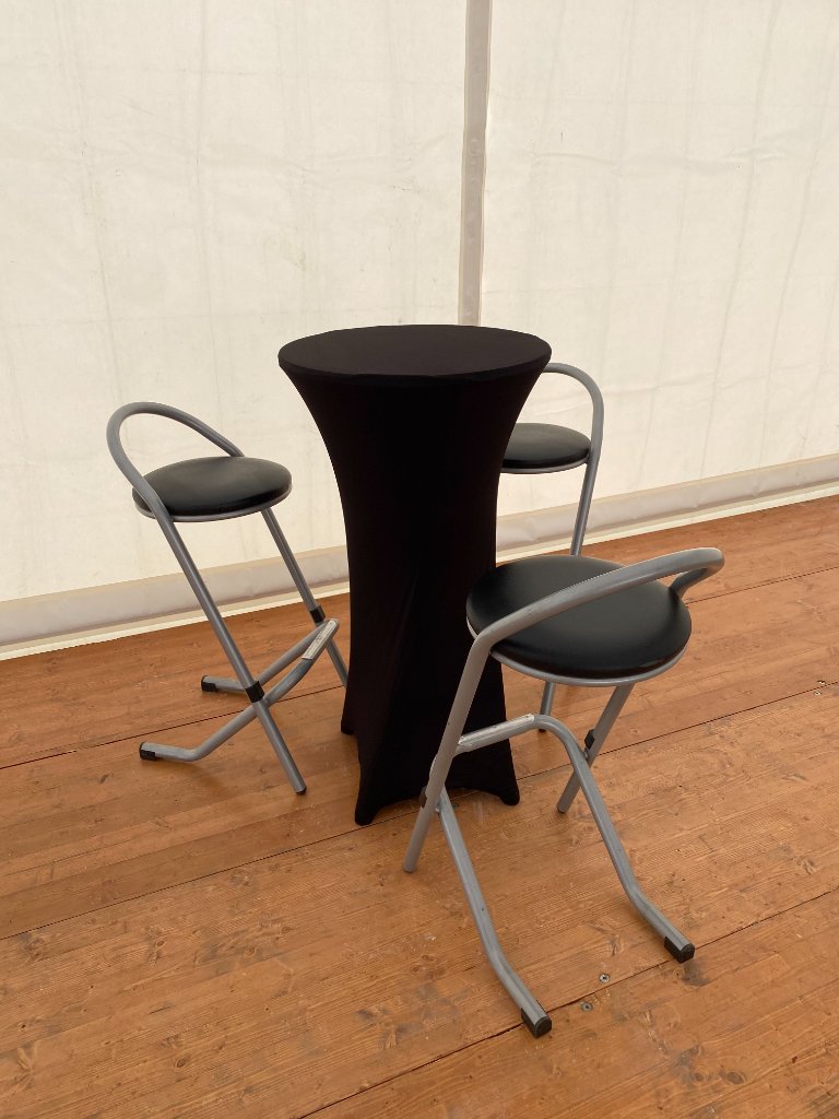 Mange-debout housse noire avec tabourets