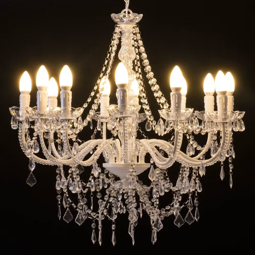 Lustre en cristal blanc avec bougies LED