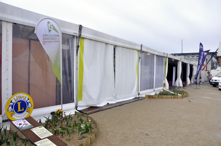Entrée structure 20x40 avec parois cristal pour exposition Lions
