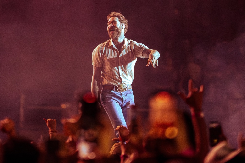 Post Malone performing during the The Big Ass Stadium Tour at State Farm Stadium in Glendale, AZ — concert photography by Anthony Cavale for Cavale Live