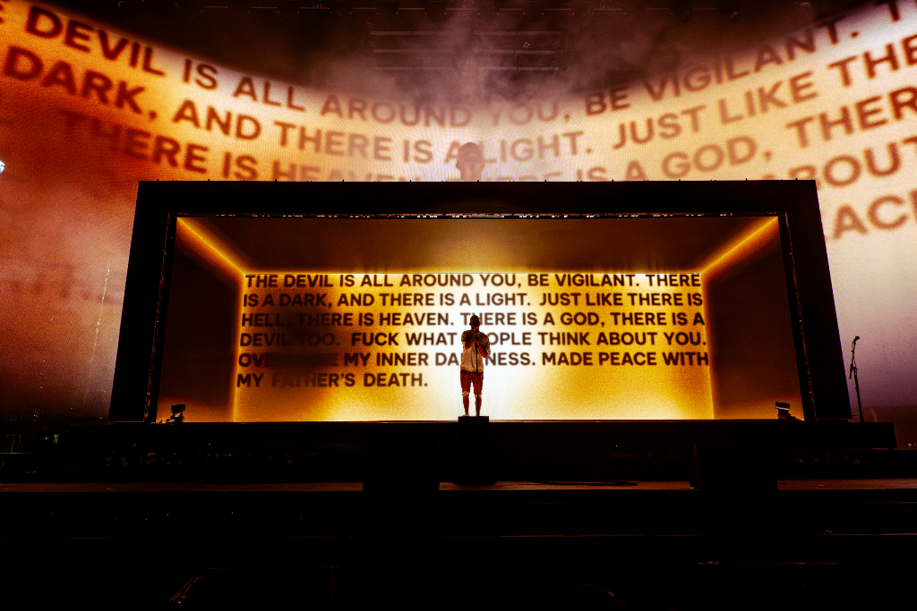 Kid Cudi performing during the Rebel Ragers Tour at Talking Stick Resort Amphitheater in Phoenix, AZ — concert photography by Anthony Cavale for Cavale Live