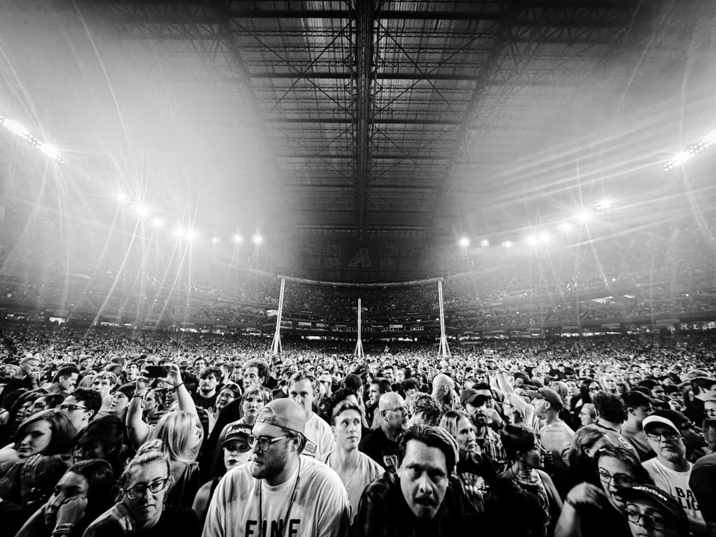 Green Day performing during the The Saviors Tour at Chase Field in Phoenix, AZ — concert photography by Anthony Cavale for Cavale Live