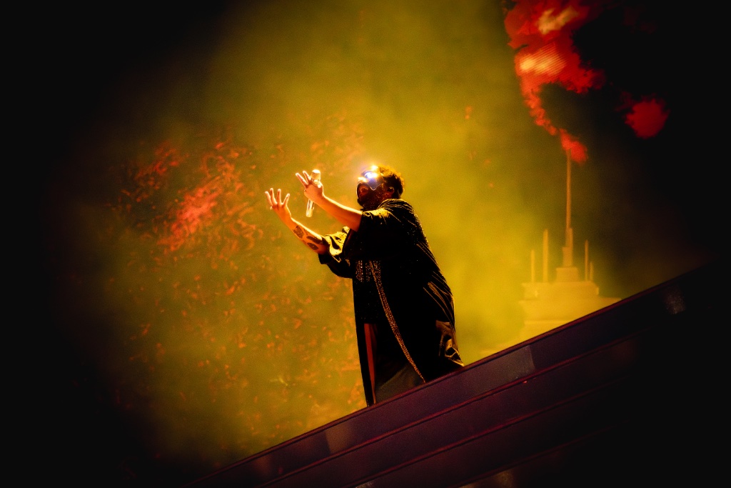 The Weeknd performing during the After Hours Til Dawn Tour at State Farm Stadium in Glendale, AZ — concert photography by Anthony Cavale for Cavale Live