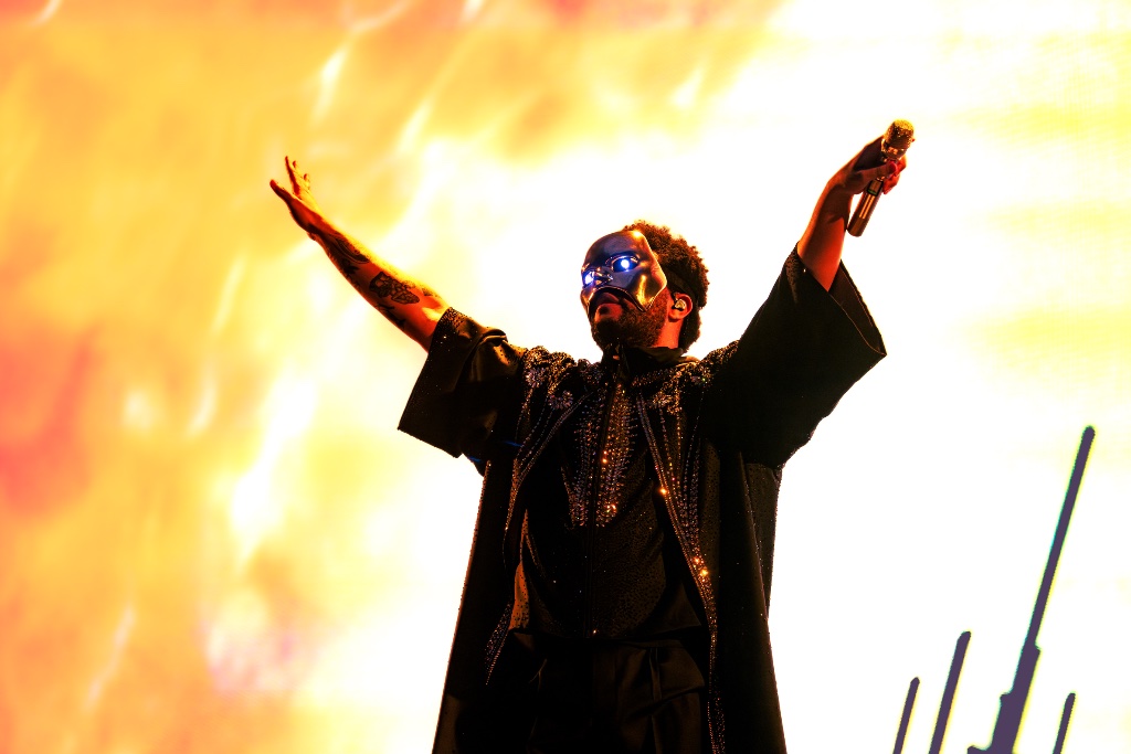 The Weeknd performing during the After Hours Til Dawn Tour at State Farm Stadium in Glendale, AZ — concert photography by Anthony Cavale for Cavale Live