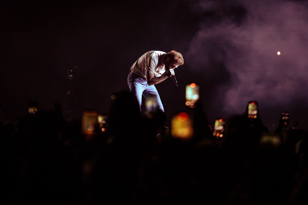 Post Malone performing during the The Big Ass Stadium Tour at State Farm Stadium in Glendale, AZ — concert photography by Anthony Cavale for Cavale Live