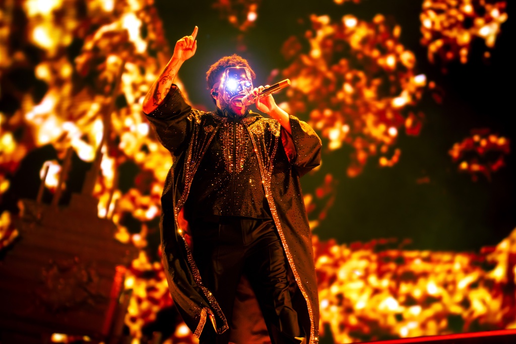 The Weeknd performing during the After Hours Til Dawn Tour at State Farm Stadium in Glendale, AZ — concert photography by Anthony Cavale for Cavale Live