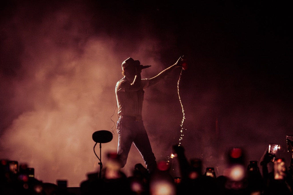 Post Malone performing during the The Big Ass Stadium Tour at State Farm Stadium in Glendale, AZ — concert photography by Anthony Cavale for Cavale Live
