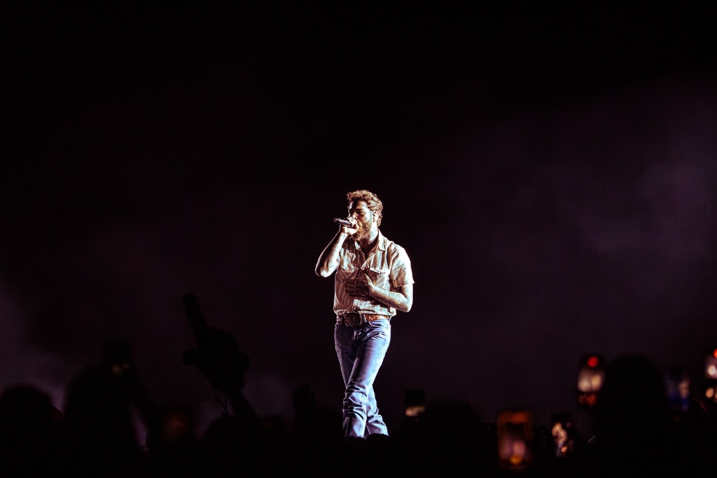Post Malone performing during the The Big Ass Stadium Tour at State Farm Stadium in Glendale, AZ — concert photography by Anthony Cavale for Cavale Live