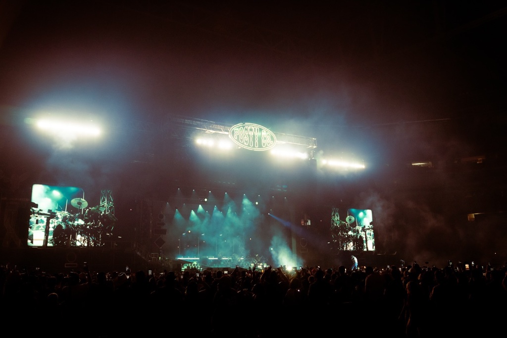 Post Malone performing during the The Big Ass Stadium Tour at State Farm Stadium in Glendale, AZ — concert photography by Anthony Cavale for Cavale Live