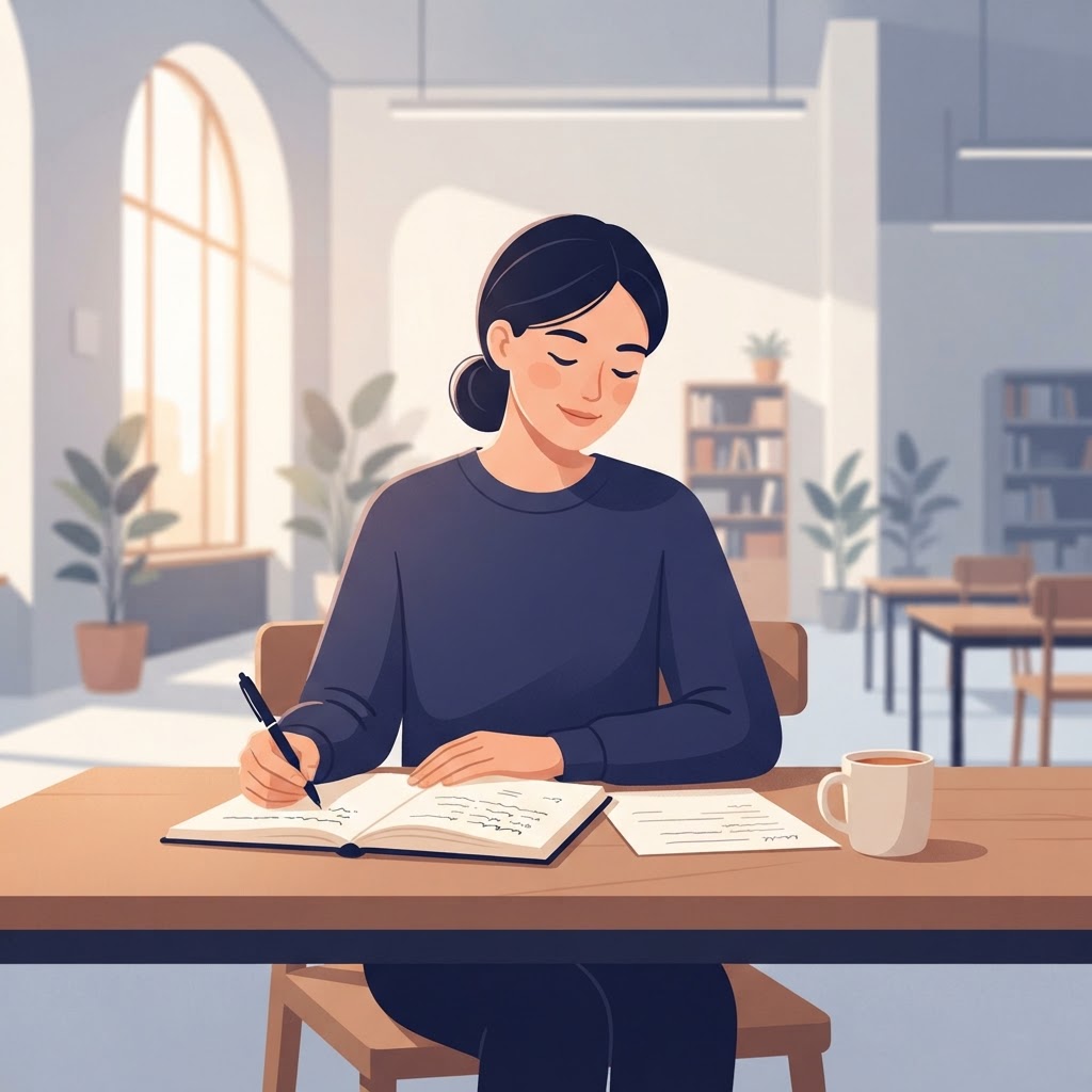 Estudiante tranquilo frente a un examen