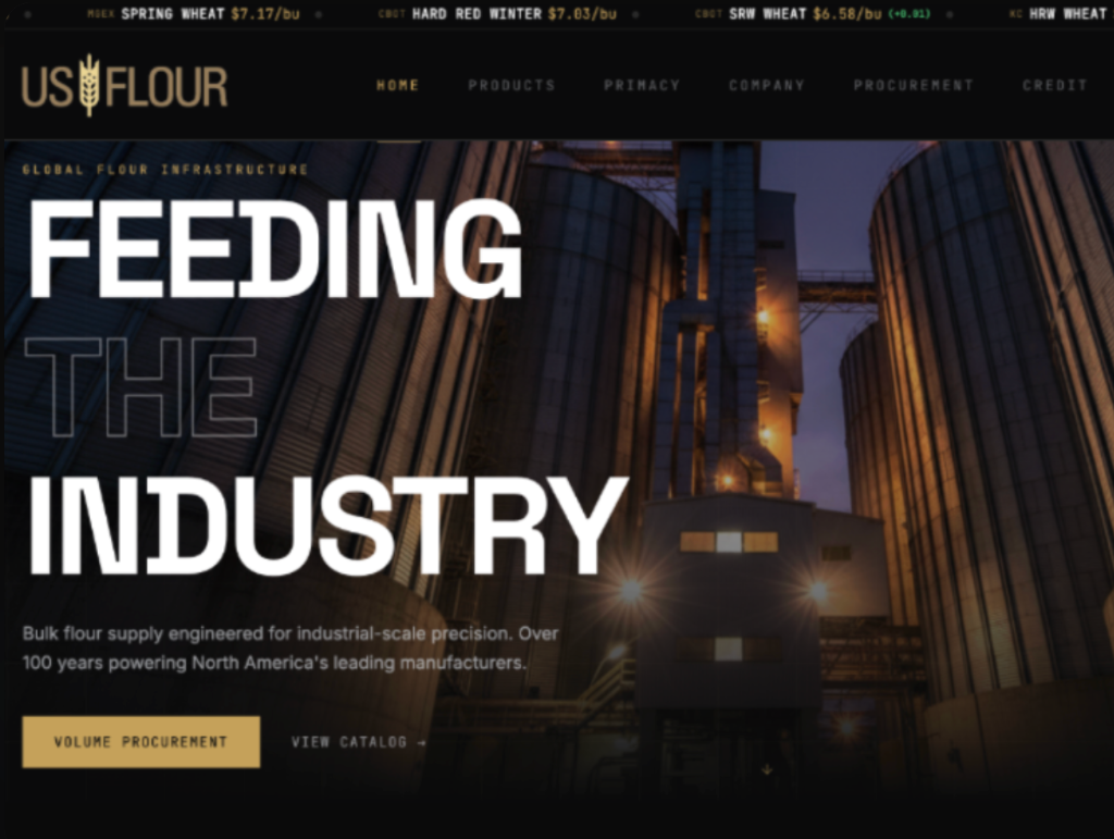 US Flour website mockup