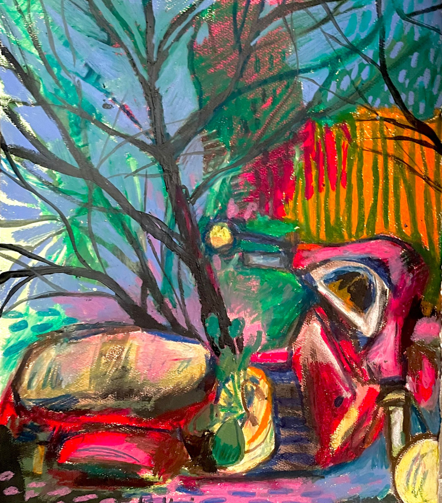 Lennart Lovis Gerstenberger – Vespa im Hof, 2026, 28x35cm