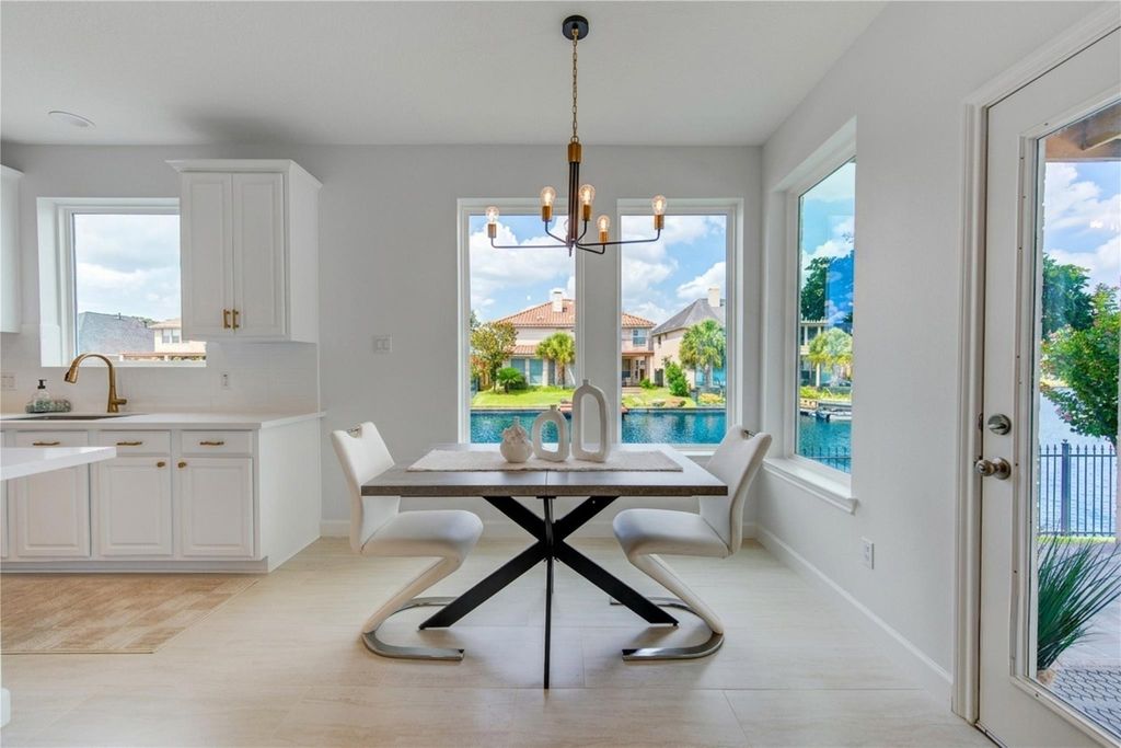 Dining nook with waterfront view