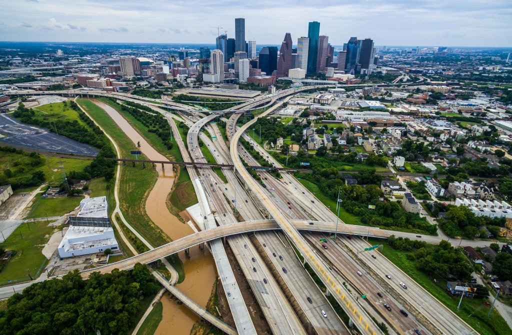 Houston highways aerial