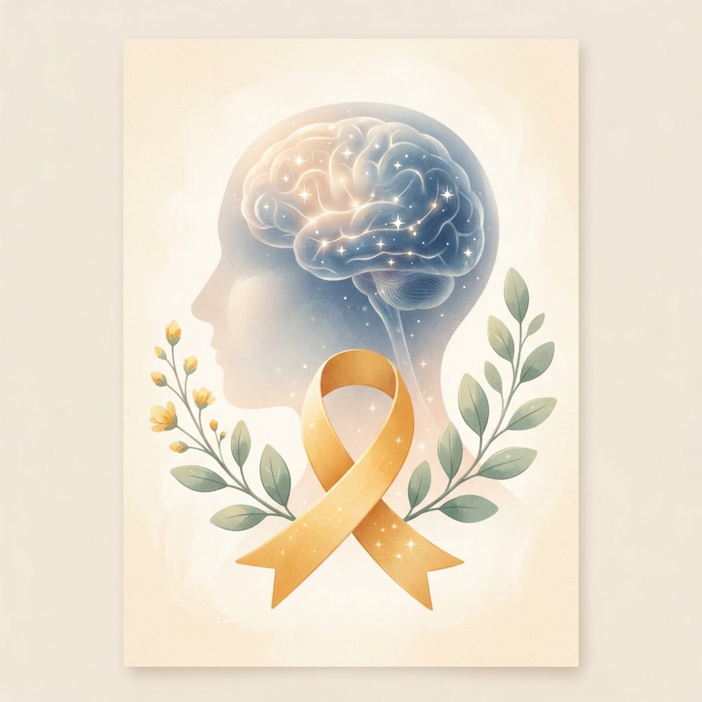 Setembro Amarelo — cérebro e laço amarelo