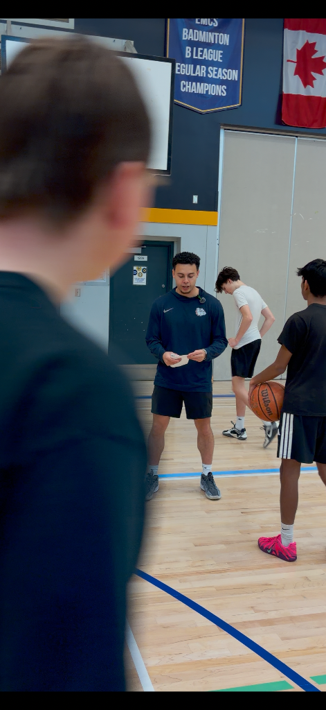 Basketball coach training session