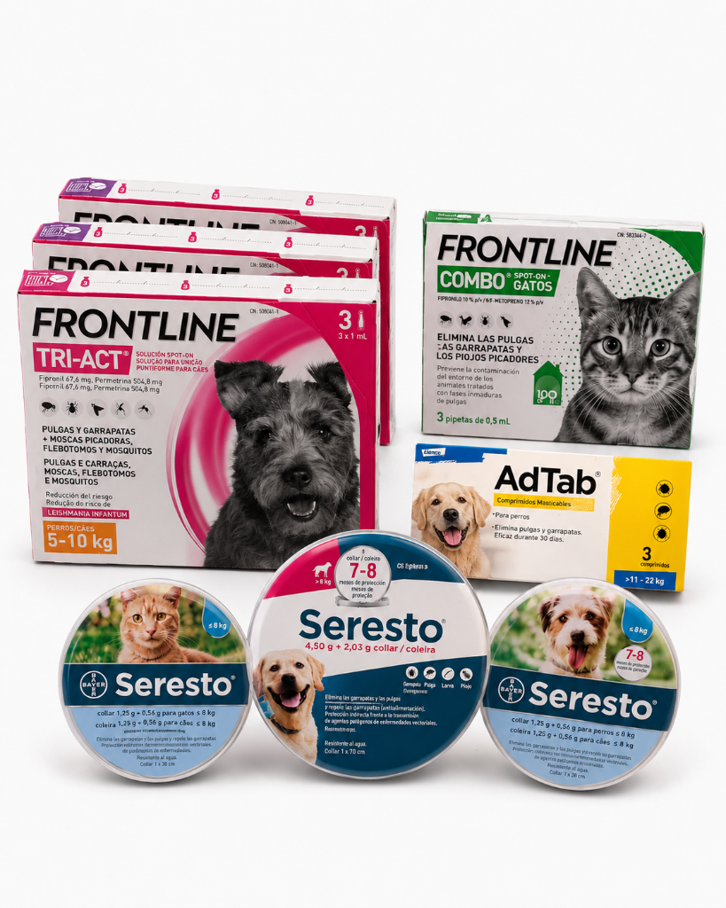 Frontline, Seresto, AdTab antiparasitarios