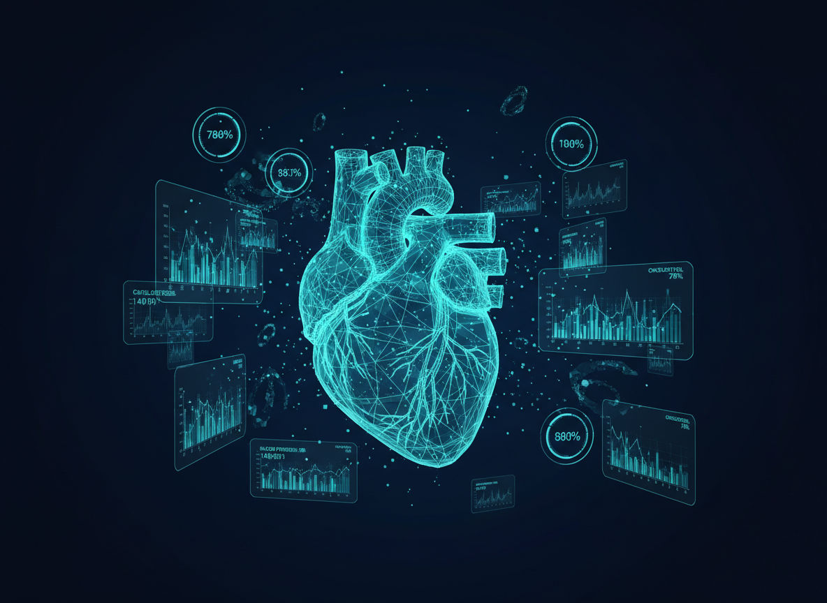 Heart health risk analysis visualization with data overlays
