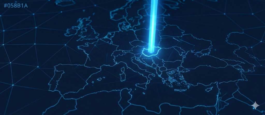 Abstract network visualization of Central Europe