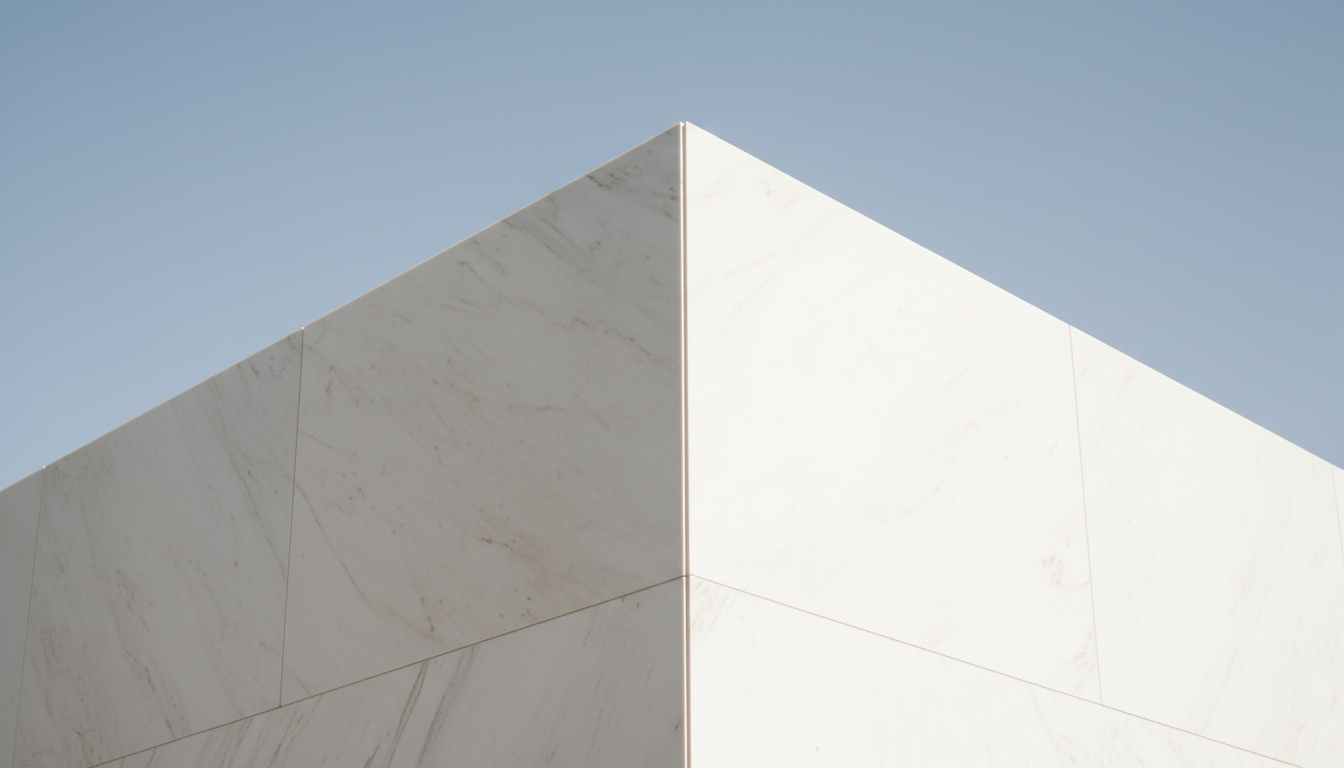 Monumental marble architecture with sharp geometric shadows