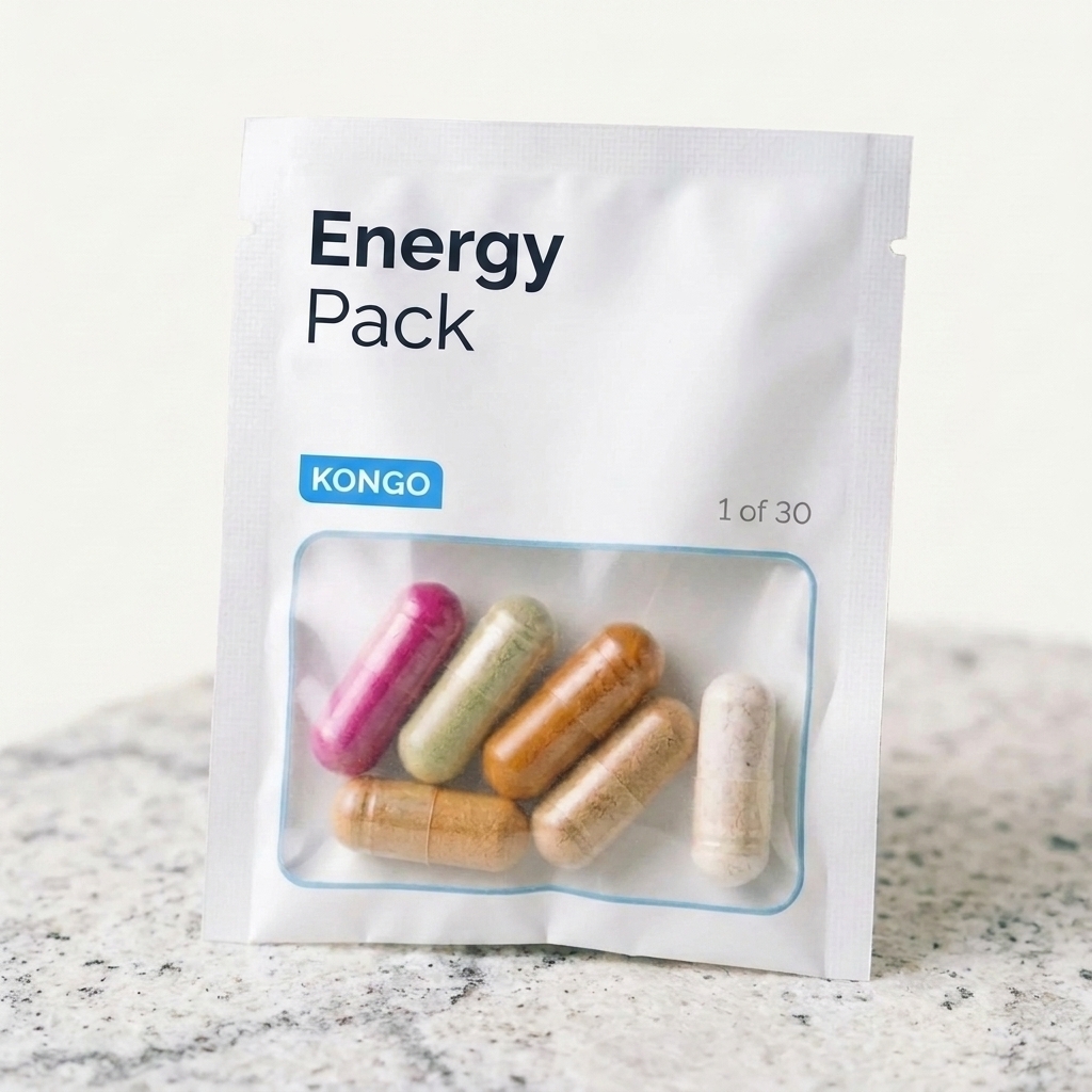 Kongo Energy Pack supplement pouch with daily capsules, 1 of 30.