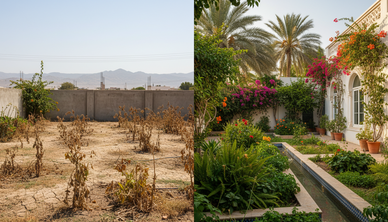 Healthy thriving garden in Muscat