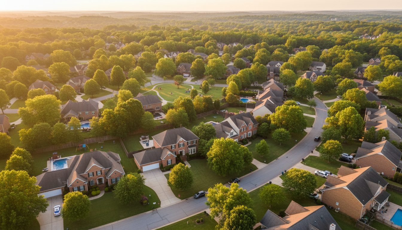 Aerial view of a Georgia neighborhood community