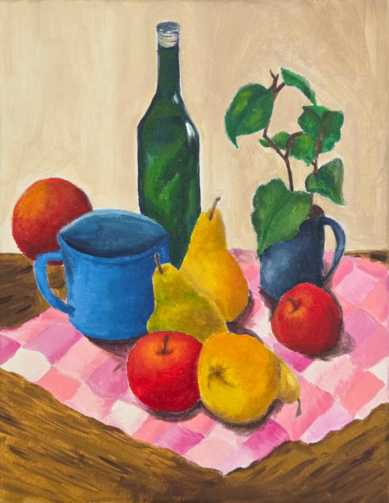 Fruit & Bottle Still Life