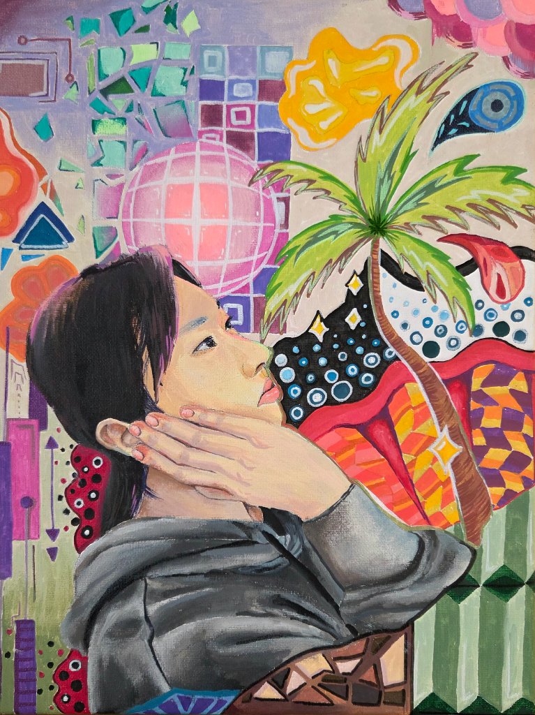 Figure with Colorful Background