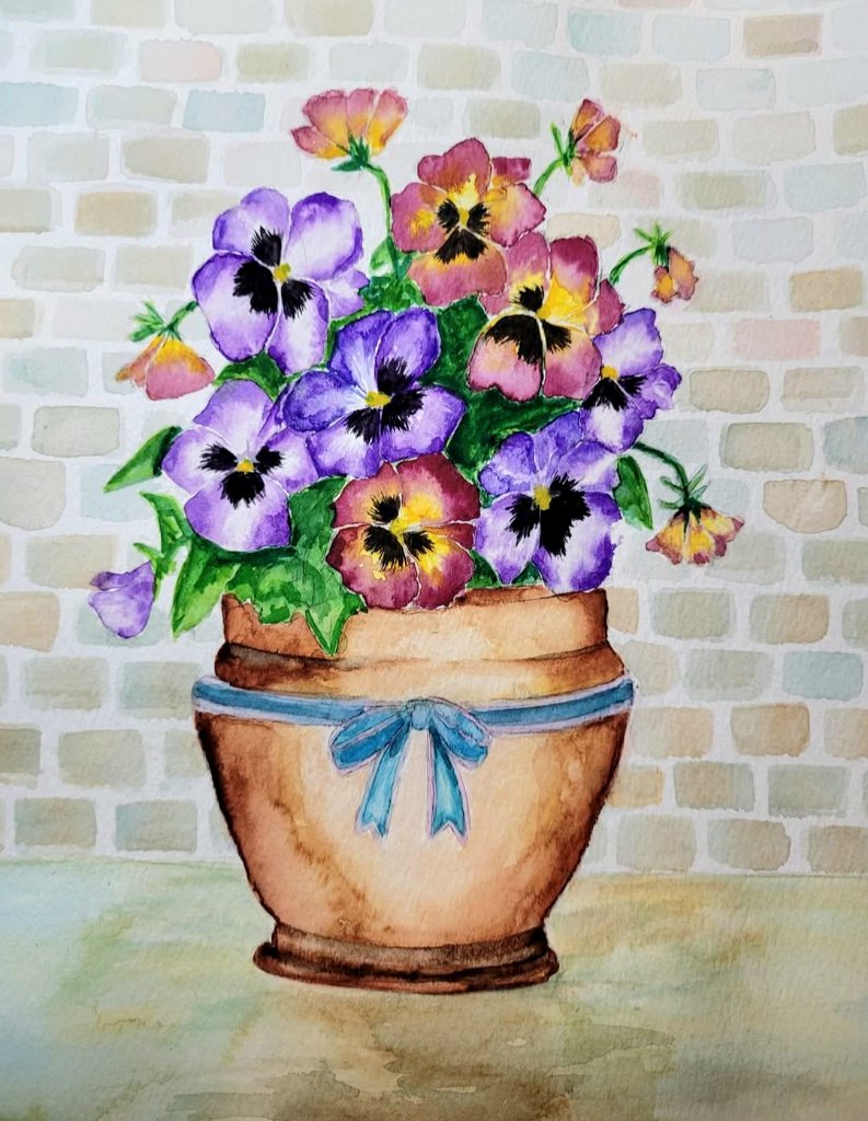 Pansies in Terra Cotta Pot