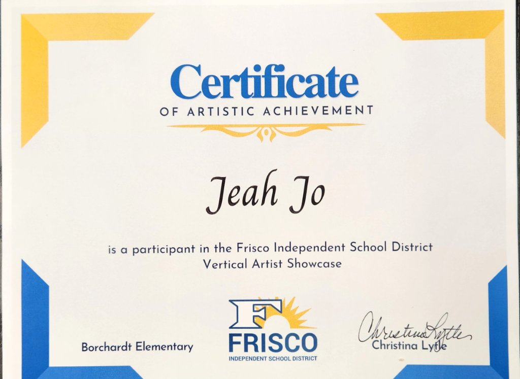 Certificate of Artistic Achievement