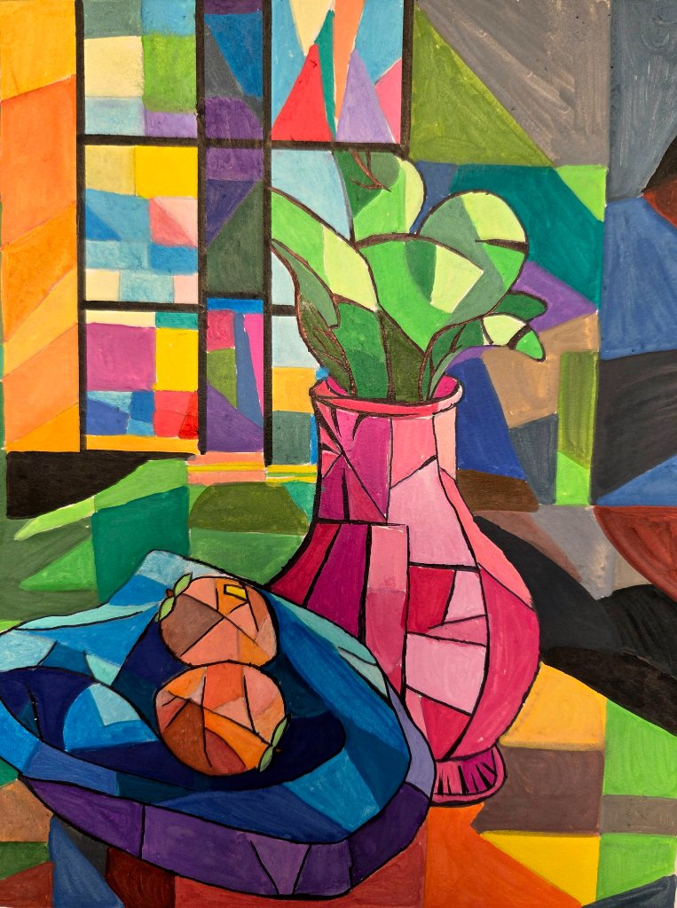 Cubist Vase & Fruit