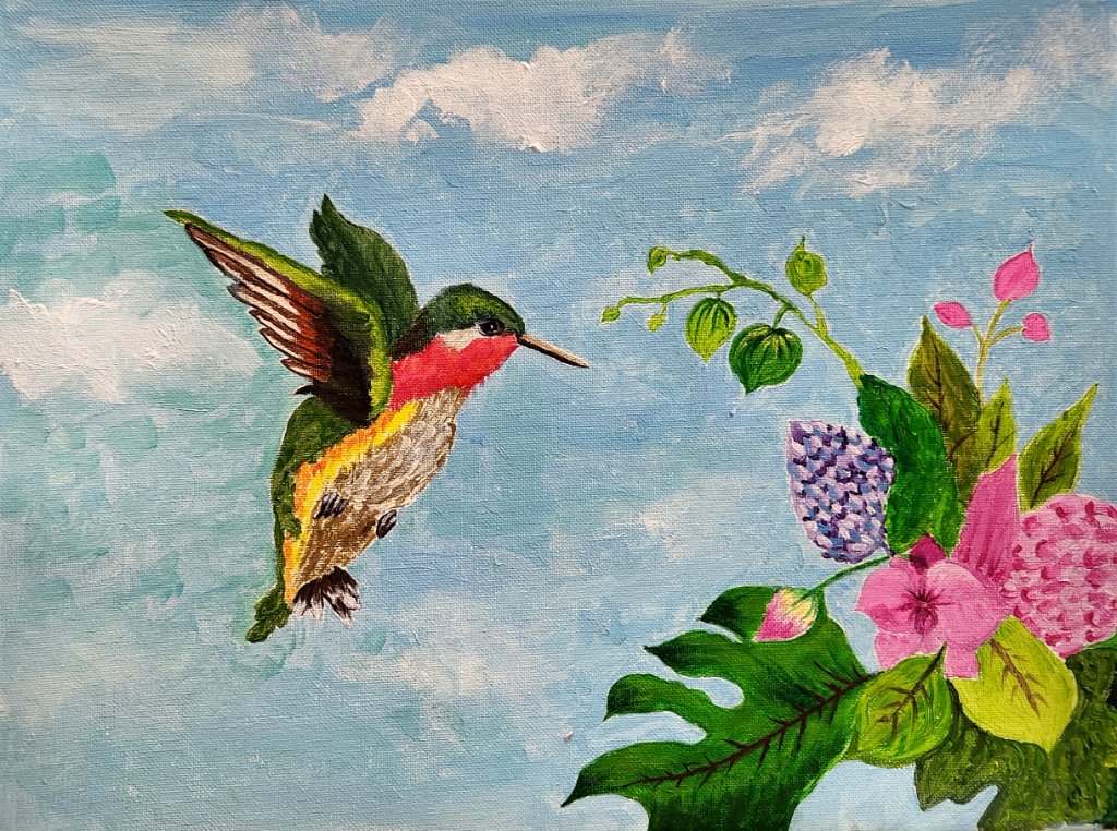 Hummingbird & Flowers