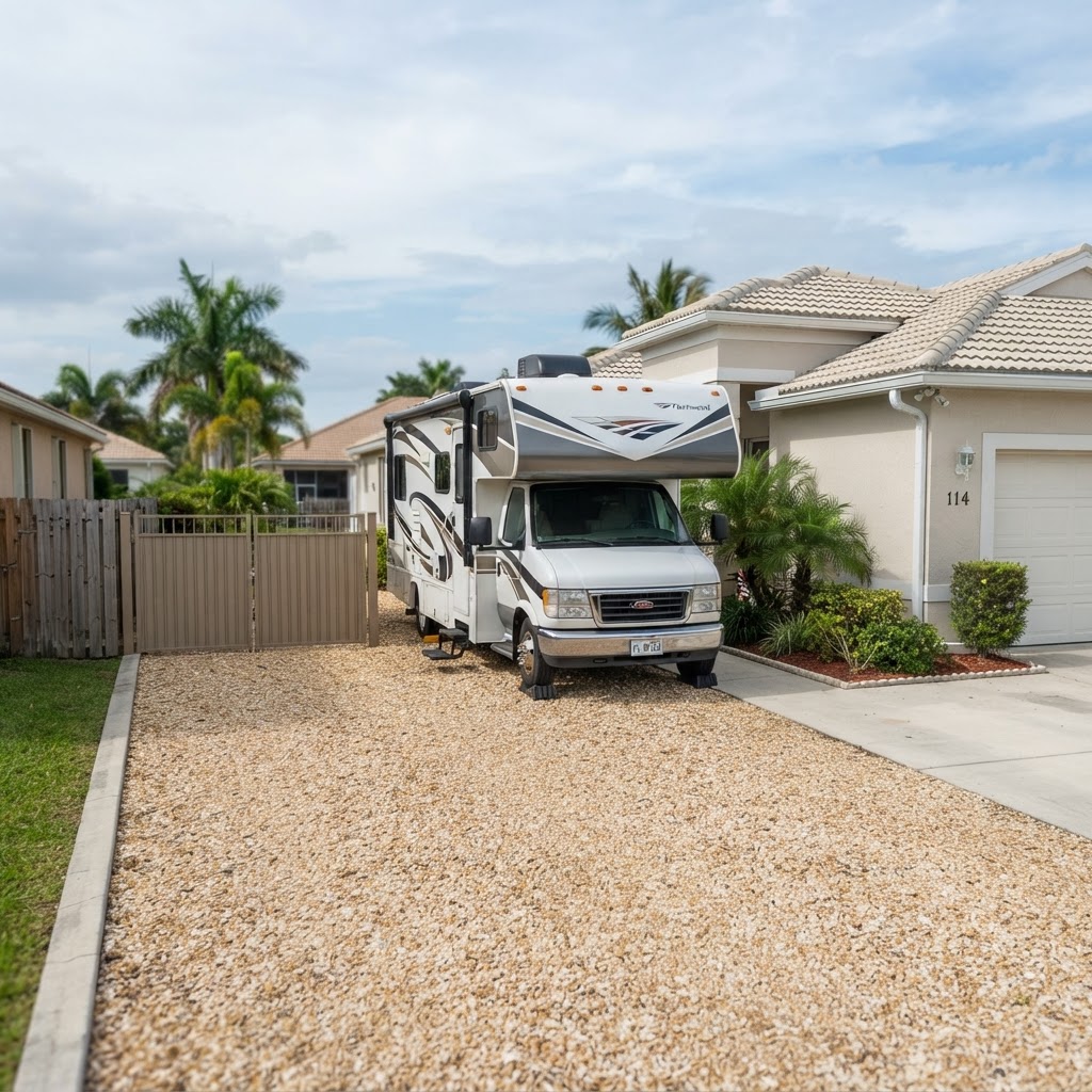 15W x 50L gravel side yard - 32FT RV - Private gated - 34952