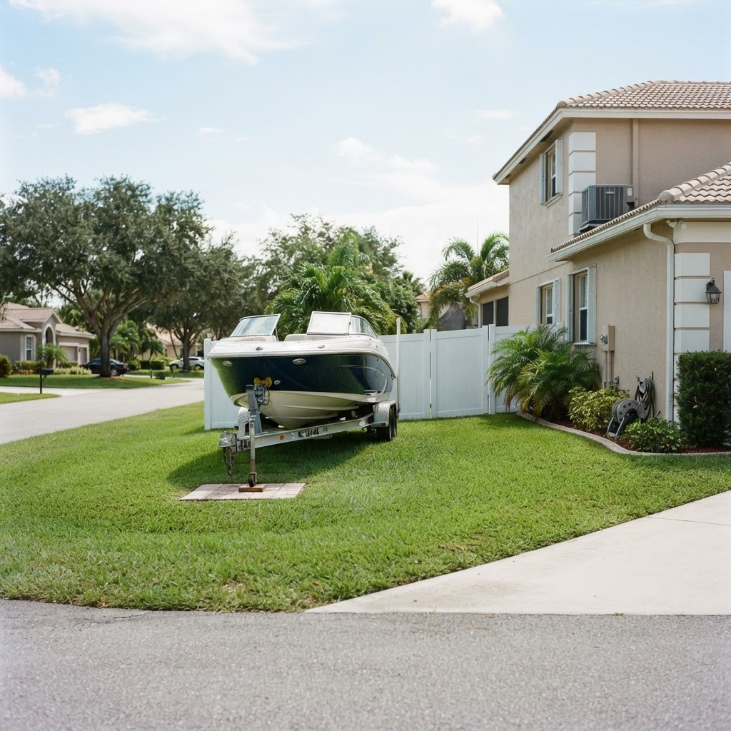 12W x 40L side yard - 24FT boat - Private side yard - 34953