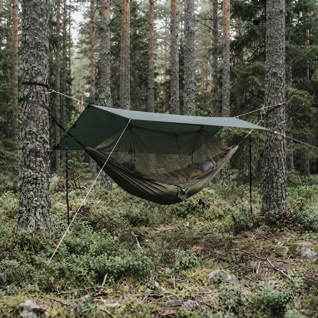Outdoor. Hammock. Room. - hammock accommodation at Arctic Alma, Finnish Lapland