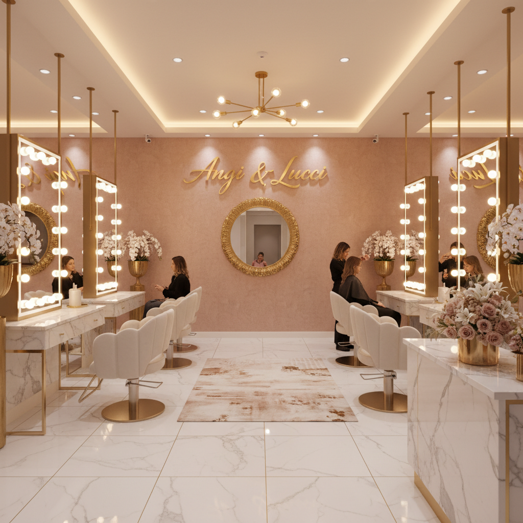 Angi & Lucci luxury hair salon interior