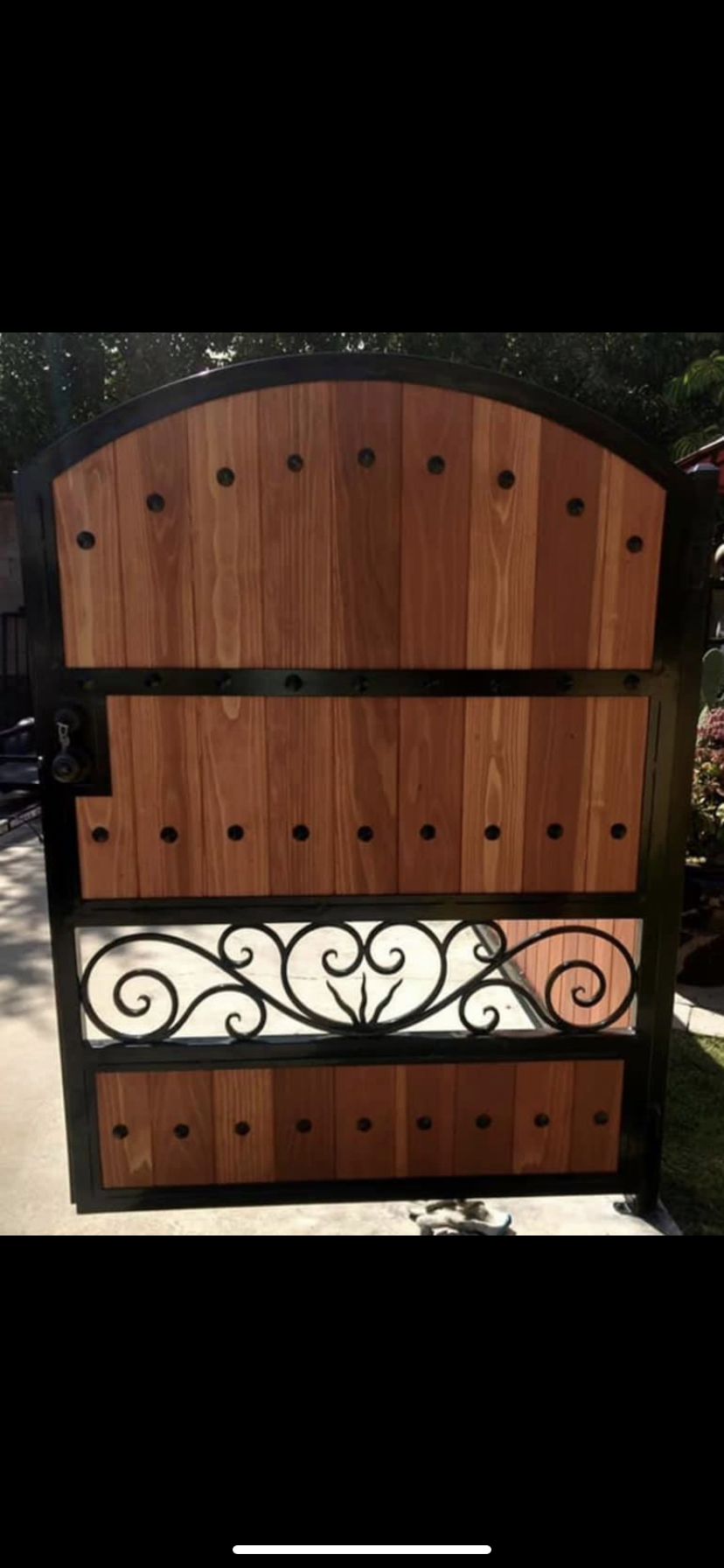 Wood & Iron Gate with Vertical Bars