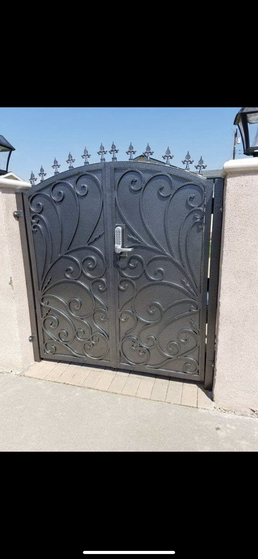 Heavy Scrollwork Double Entry Gate with Spear Tops