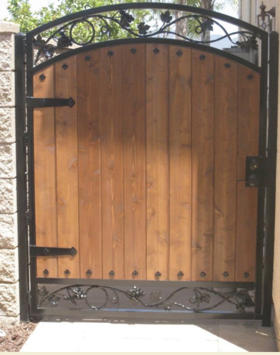Rustic Wood & Iron Side Gate with Scrollwork