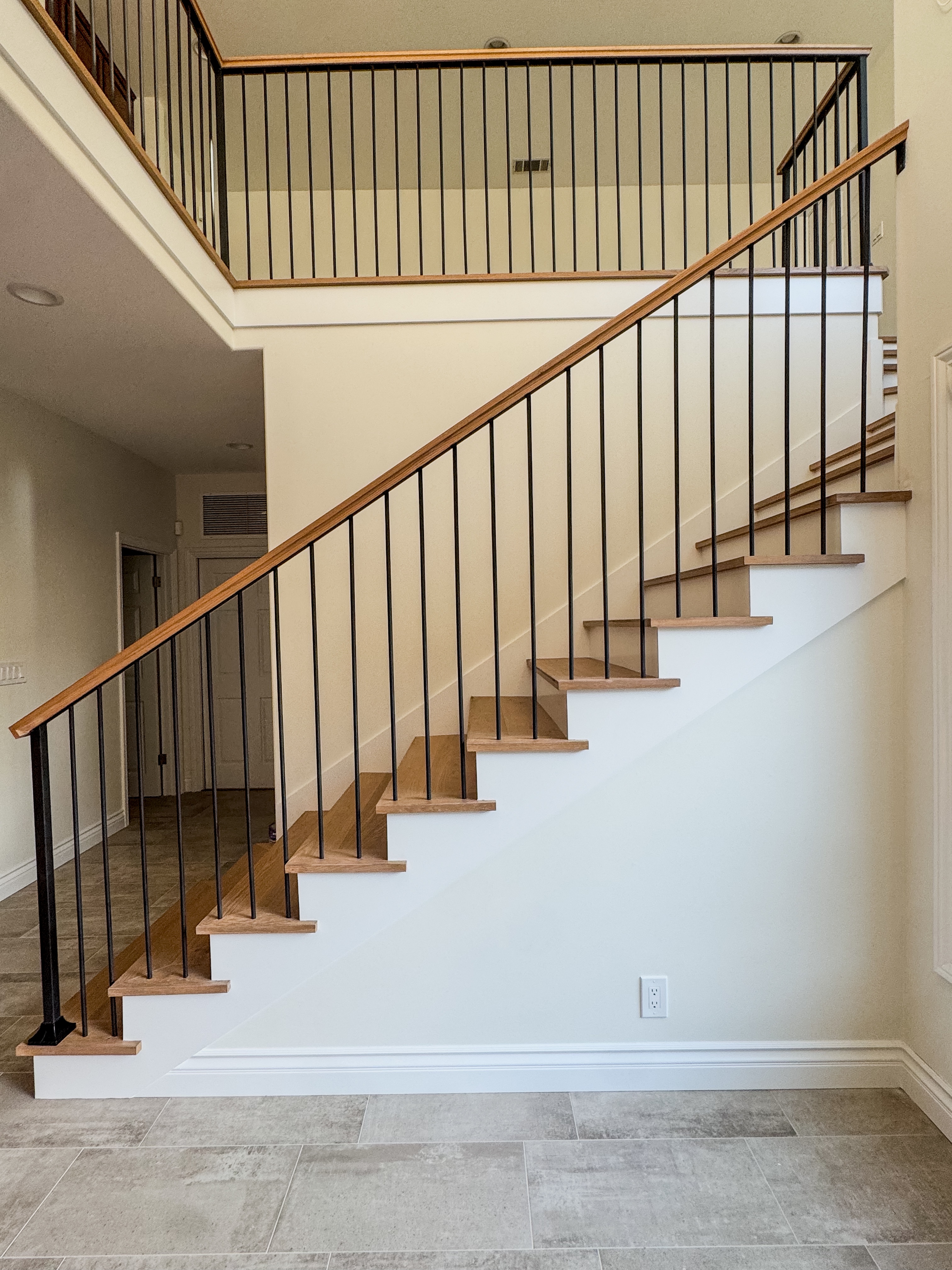Modern Open-Riser Staircase with Wood Treads