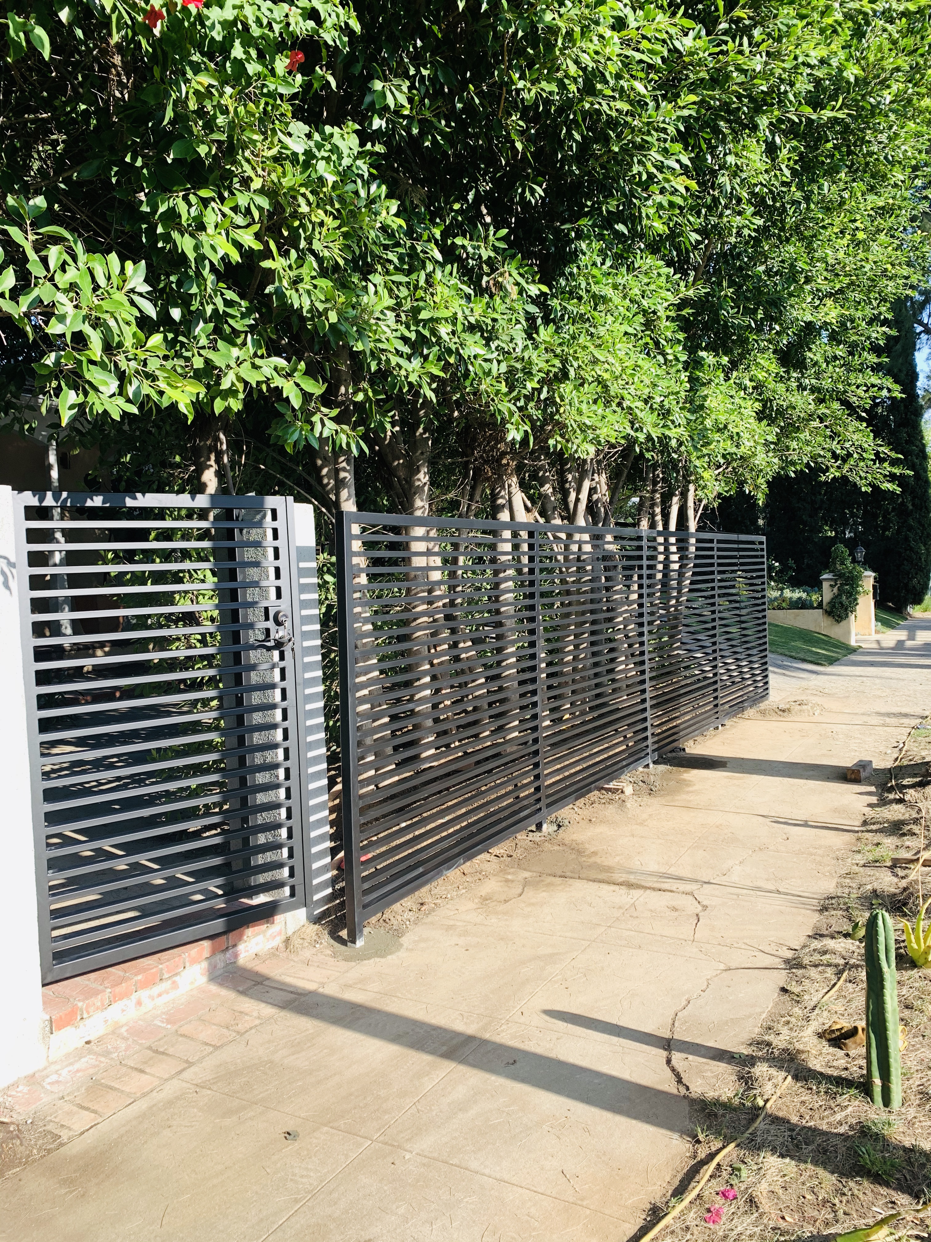 Modern Horizontal Slat Fence with Gate