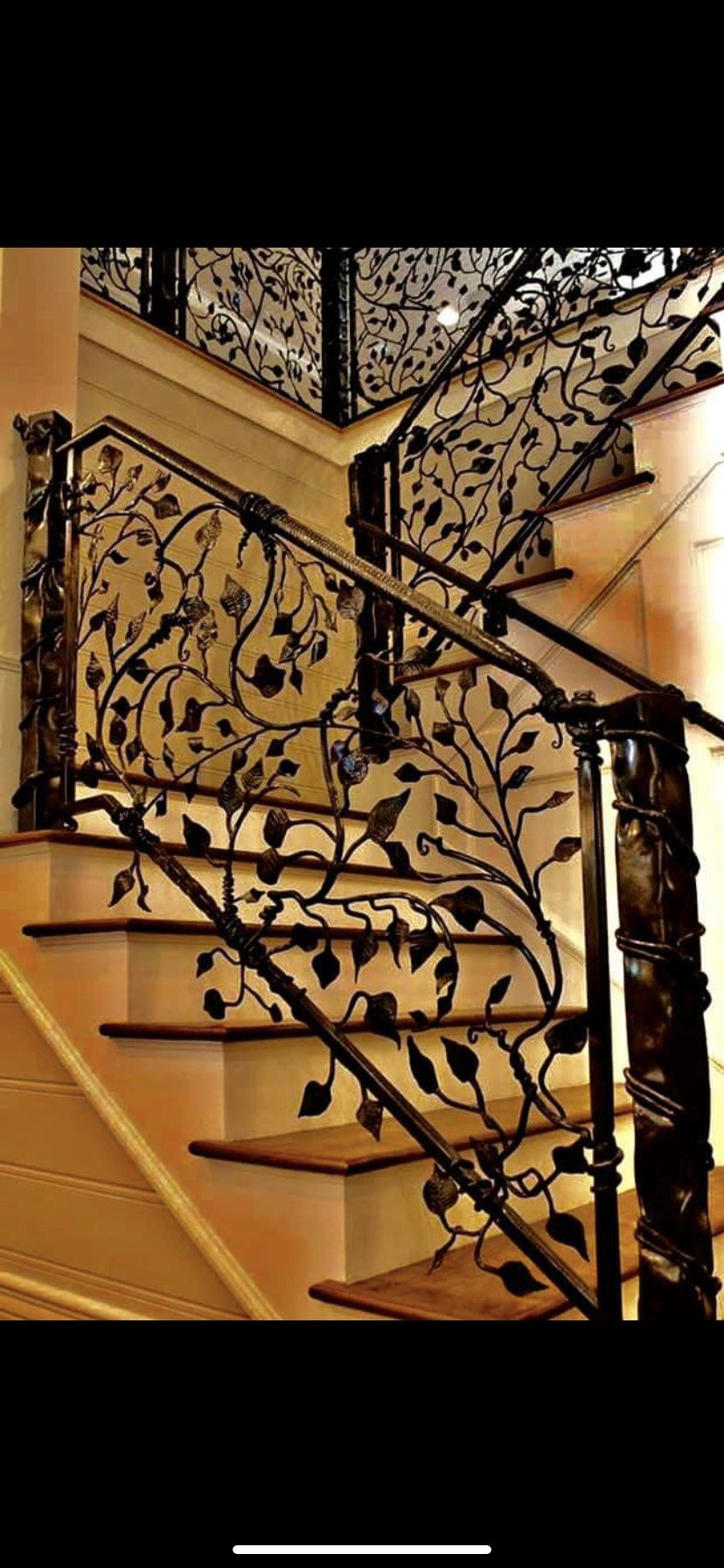 Botanical Leaf Iron Staircase Railing