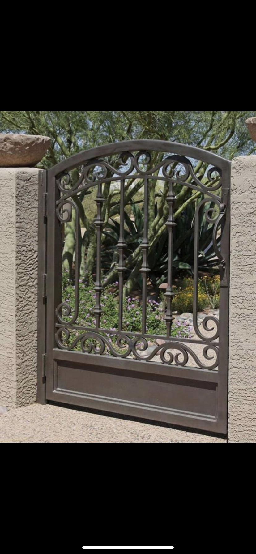Iron Arched Driveway Scrollwork Gate