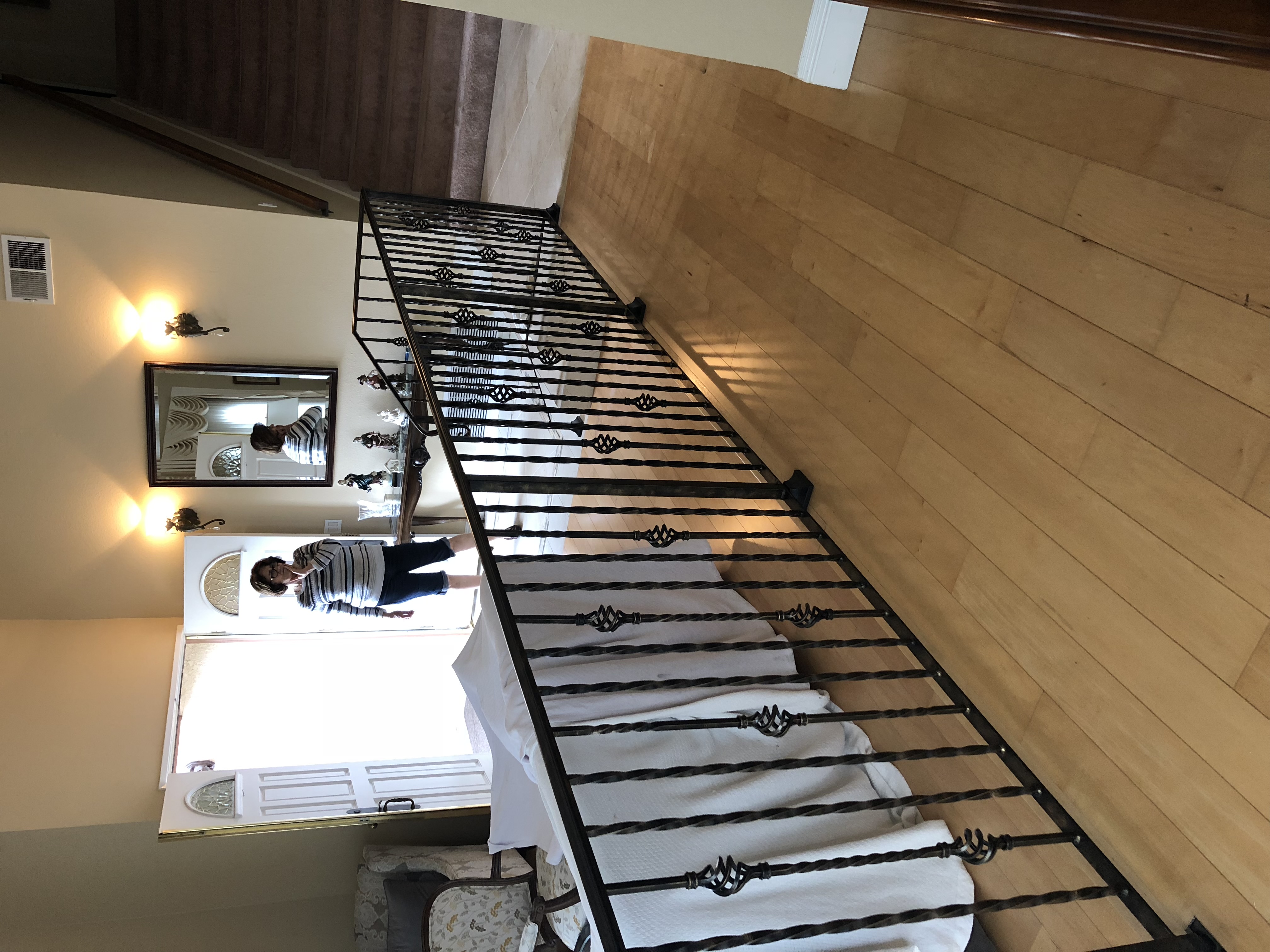 Wrought-Iron Landing Railing with Twisted Balusters
