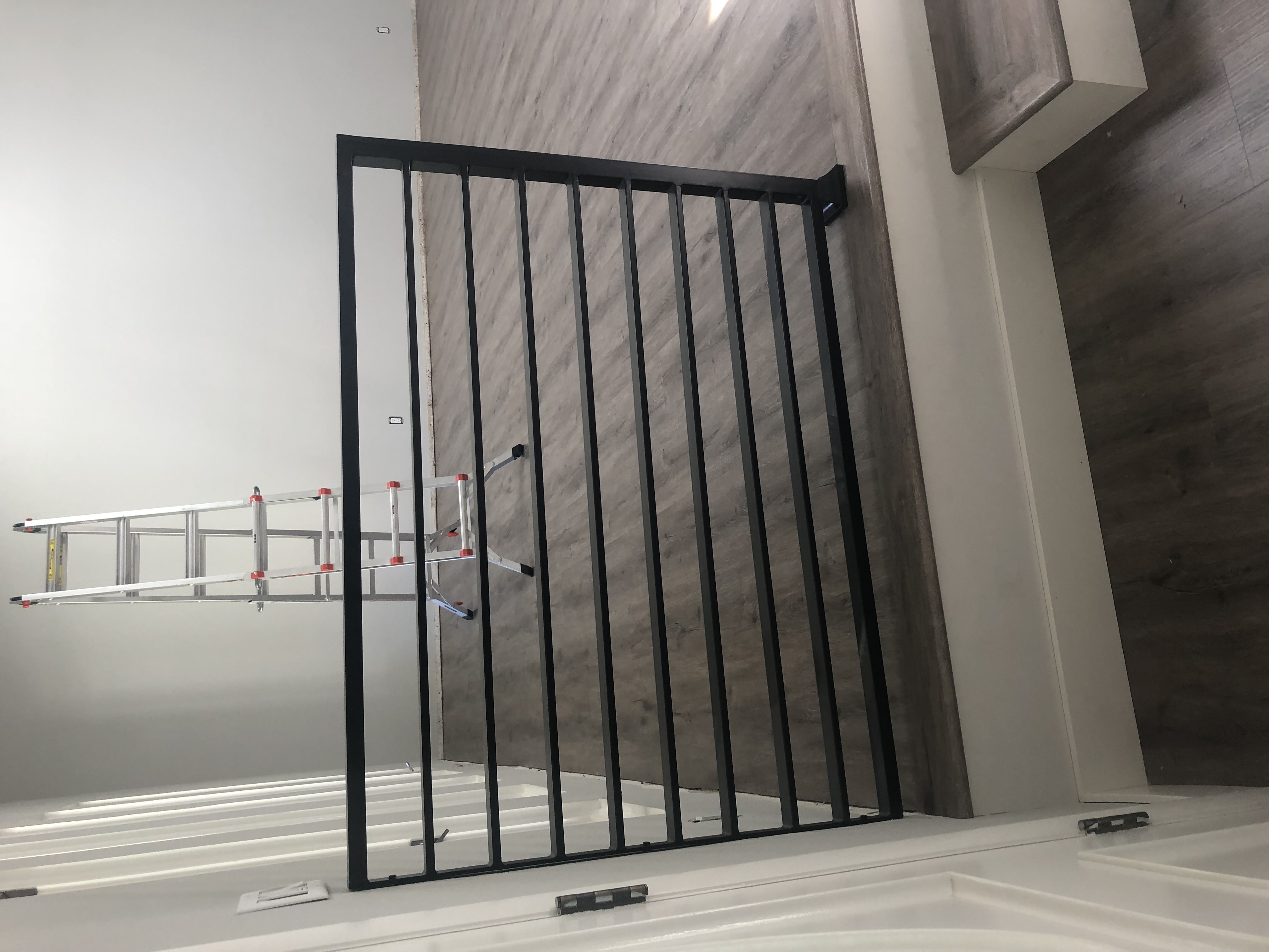 Modern Horizontal Landing Railing Under Construction