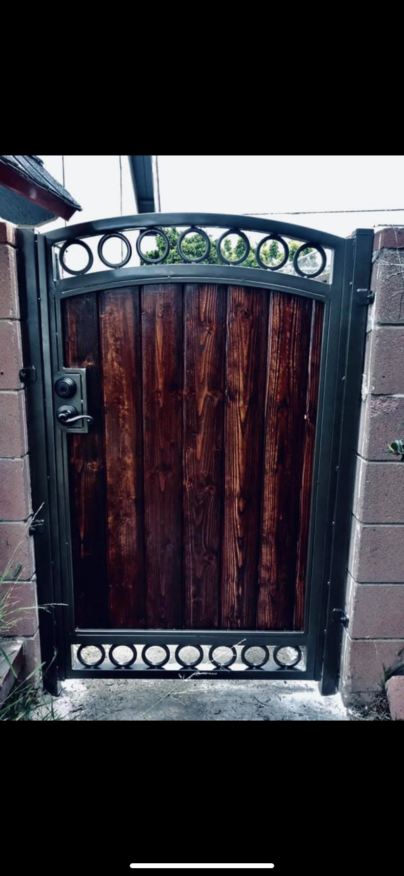 Wood & Iron Gate with Circle Ring Accents